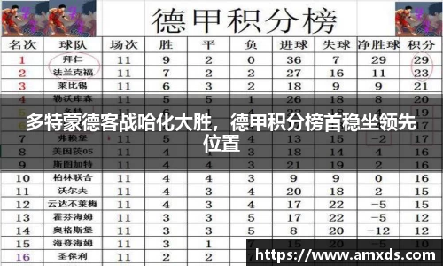 多特蒙德客战哈化大胜，德甲积分榜首稳坐领先位置